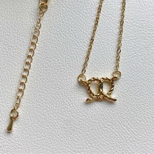 Gold Pretzel Pendant Necklace